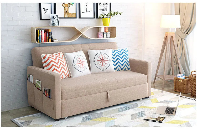 King 3-Seater Leath-aire Convertible Sleeper Sofa Bed Can be Customized