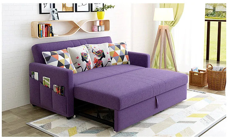 King 3-Seater Leath-aire Convertible Sleeper Sofa Bed Can be Customized