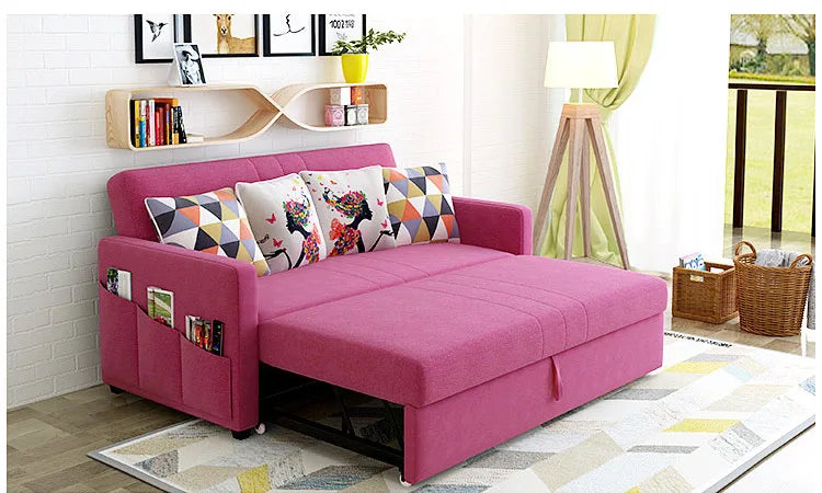 King 3-Seater Leath-aire Convertible Sleeper Sofa Bed Can be Customized