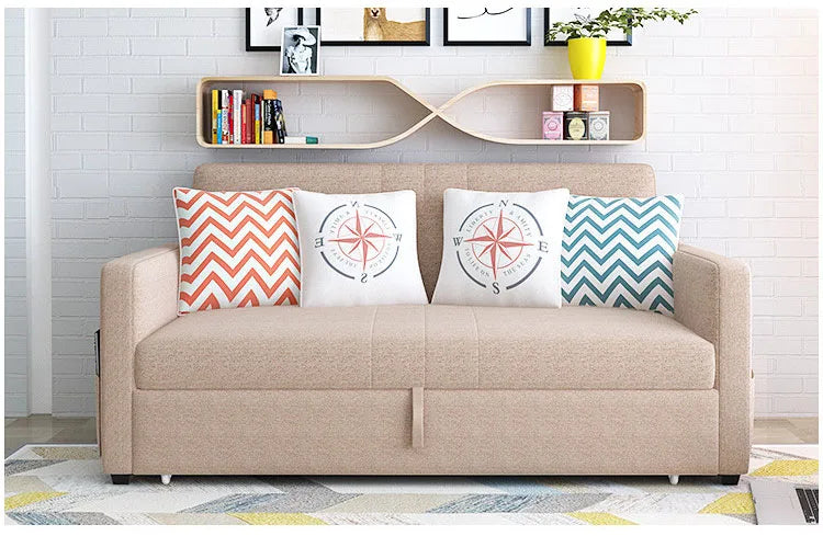 King 3-Seater Leath-aire Convertible Sleeper Sofa Bed Can be Customized