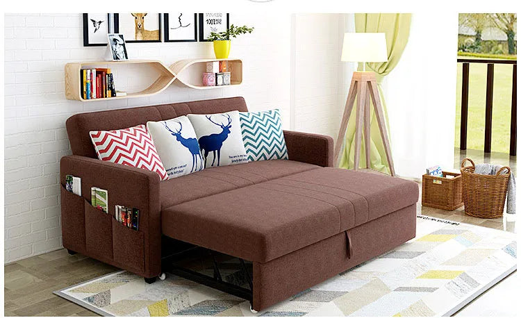 King 3-Seater Leath-aire Convertible Sleeper Sofa Bed Can be Customized