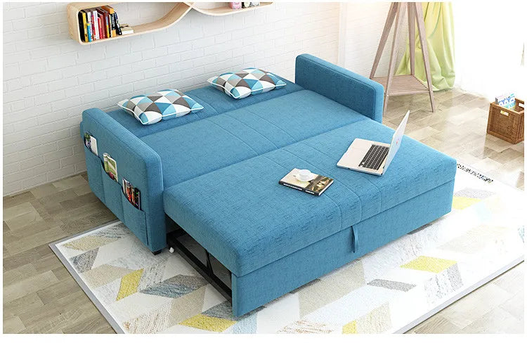 King 3-Seater Leath-aire Convertible Sleeper Sofa Bed Can be Customized