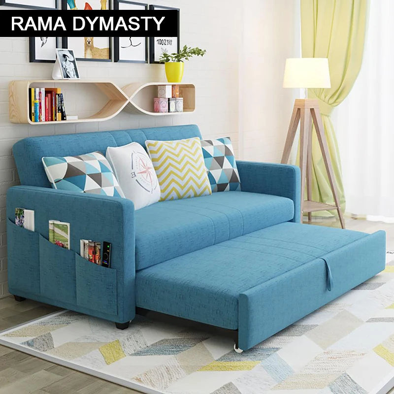 King 3-Seater Leath-aire Convertible Sleeper Sofa Bed Can be Customized