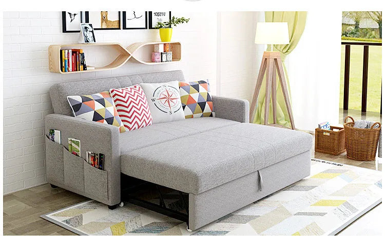 King 3-Seater Leath-aire Convertible Sleeper Sofa Bed Can be Customized