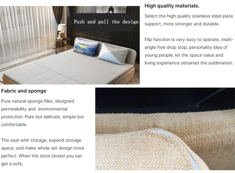 Single Double Sofa Bed Space Saving Living Room Multifunctional Folding Sofa Bed with Storage