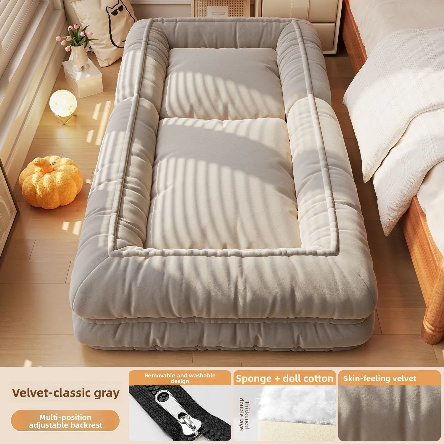 Convertible Sofa Bed 3 in 1 Foldable  Multi-Angle Adjustable High Density Sponge Folding Furniture for Living Room Bedroom