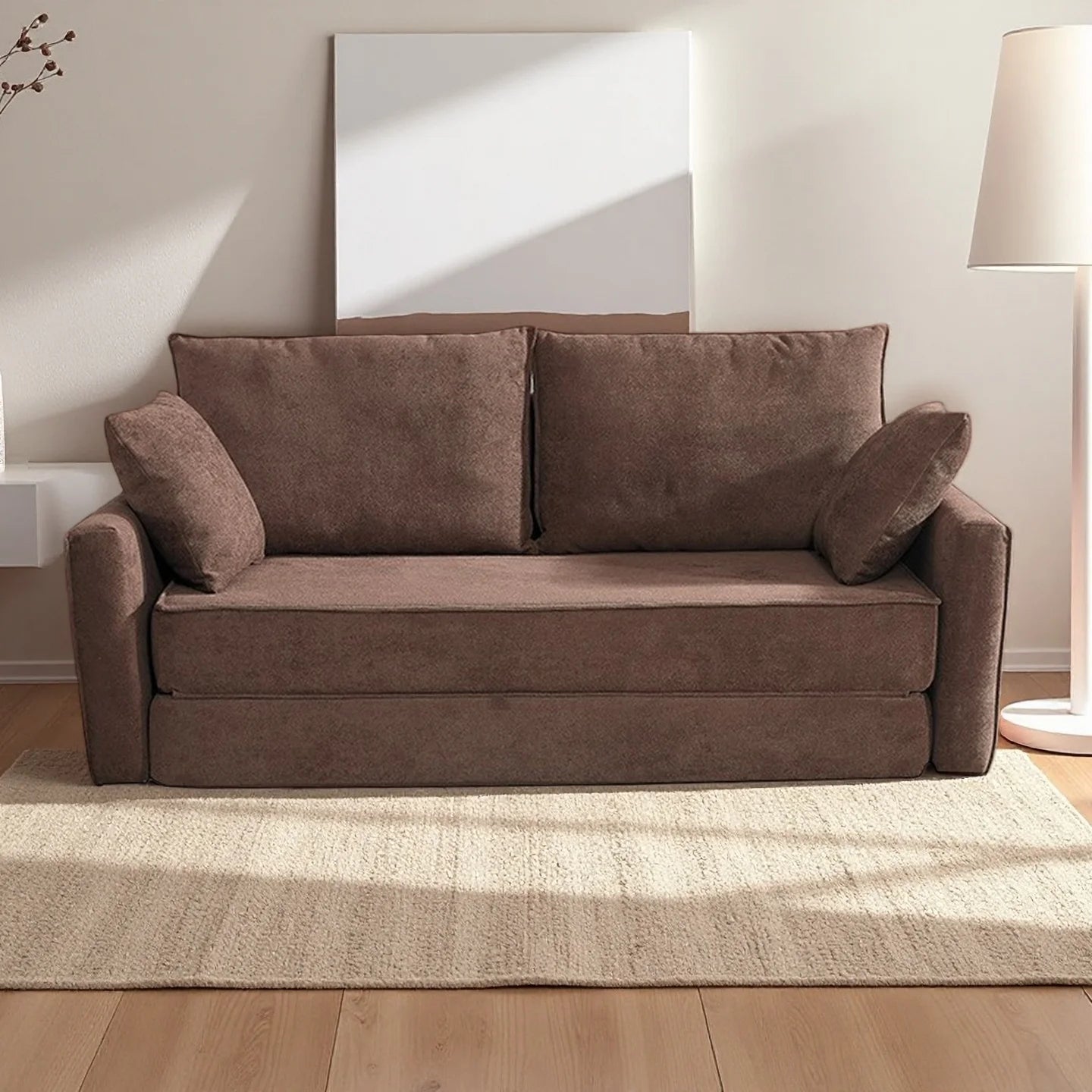2025 popular products, modern style two-seater sofa bed, square convertible sponge-filled fabric with compression furniture