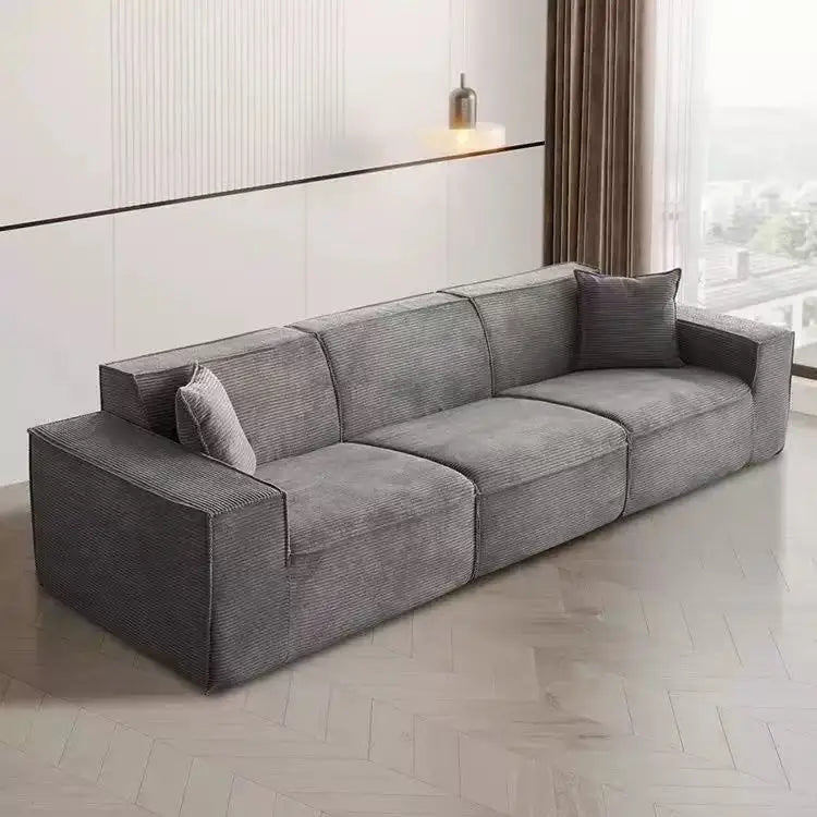 Compressed fabric sofa corduroy small unit straight row full sponge sofa without skeleton tofu block sofa