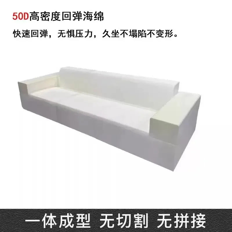 Compressed fabric sofa corduroy small unit straight row full sponge sofa without skeleton tofu block sofa
