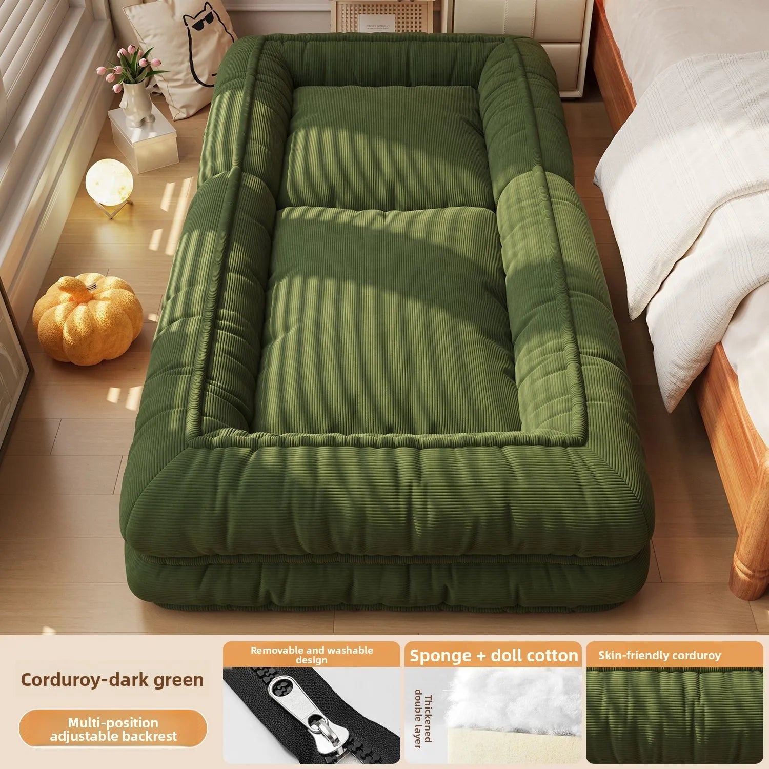 Convertible Sofa Bed 3 in 1 Foldable  Multi-Angle Adjustable High Density Sponge Folding Furniture for Living Room Bedroom
