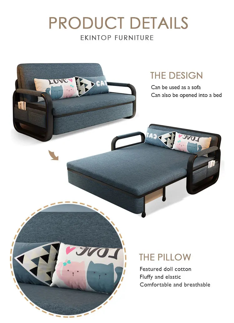Ekintop Modern New Design Foshan Sofa Bed Steel Sofa Cum Bed