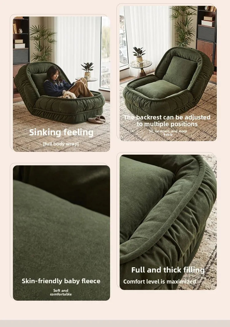 Convertible Sofa Bed 3 in 1 Foldable  Multi-Angle Adjustable High Density Sponge Folding Furniture for Living Room Bedroom