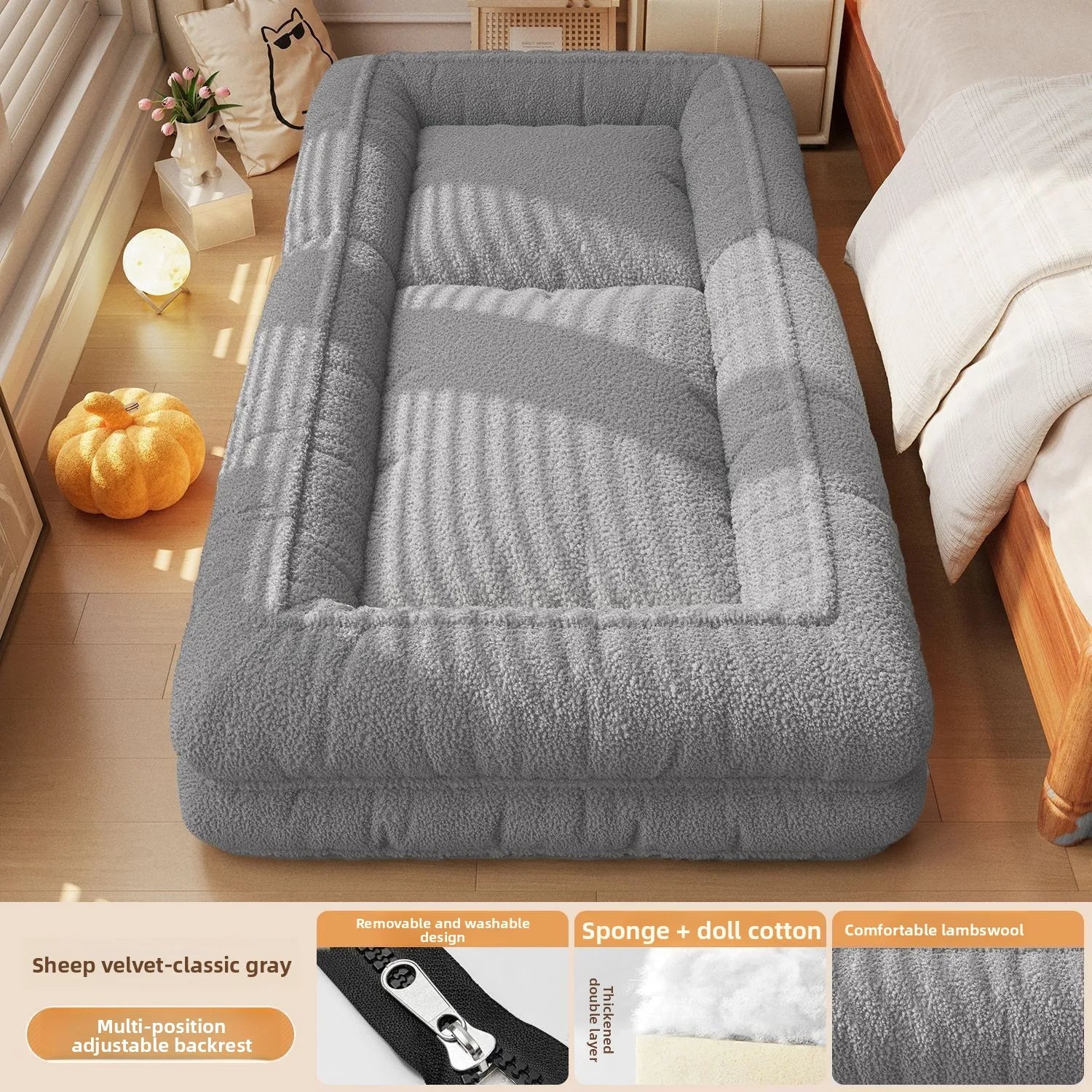 Convertible Sofa Bed 3 in 1 Foldable  Multi-Angle Adjustable High Density Sponge Folding Furniture for Living Room Bedroom