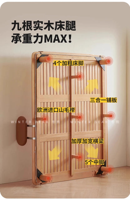 Boys and girls bed small apartment single bed 1.5 meters simple full solid wood tatami no bedside children's bed