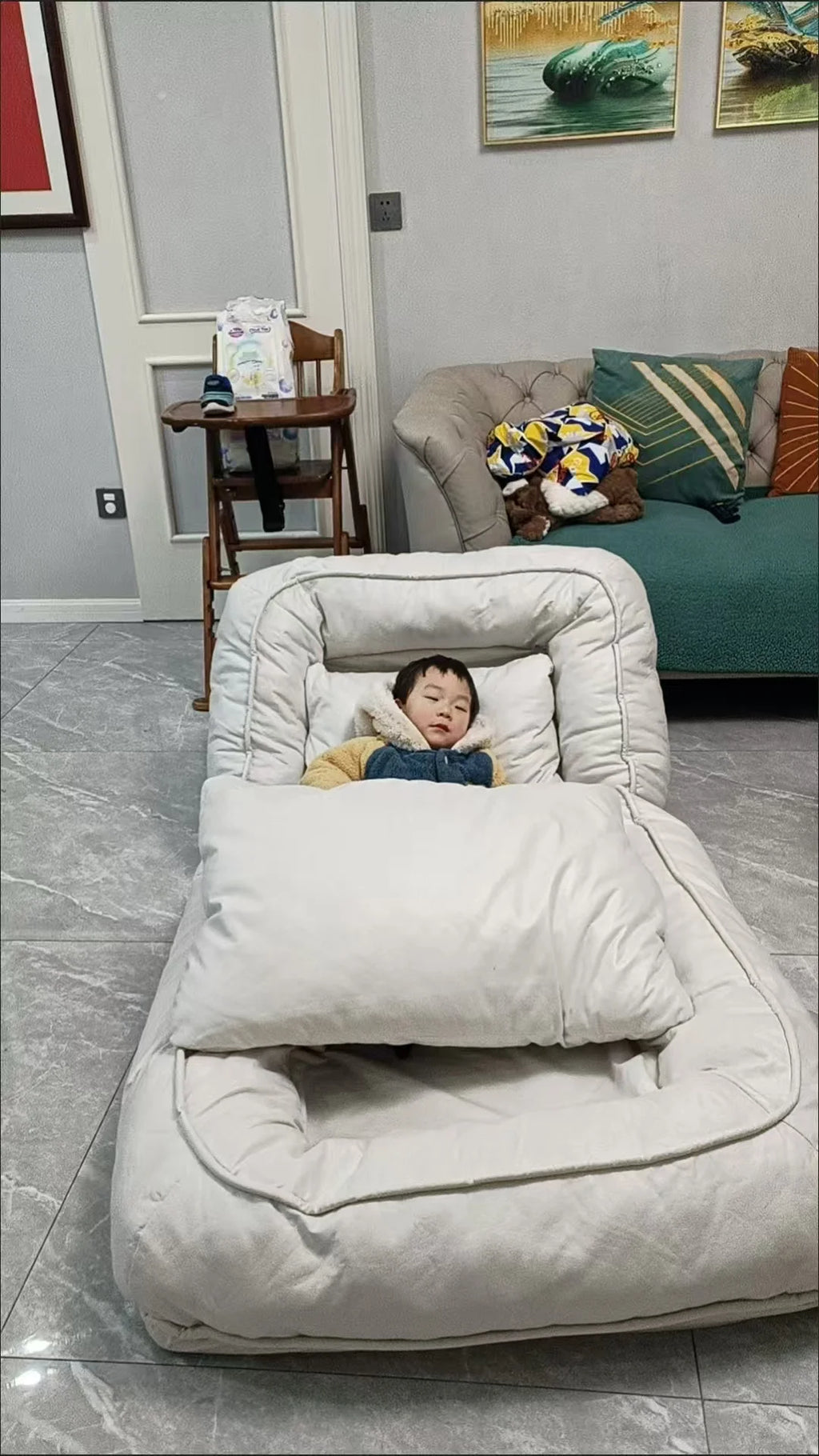 Convertible Sofa Bed 3 in 1 Foldable  Multi-Angle Adjustable High Density Sponge Folding Furniture for Living Room Bedroom