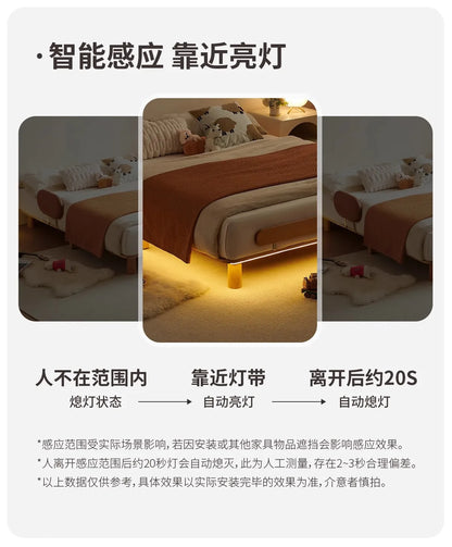 Boys and girls bed small apartment single bed 1.5 meters simple full solid wood tatami no bedside children's bed