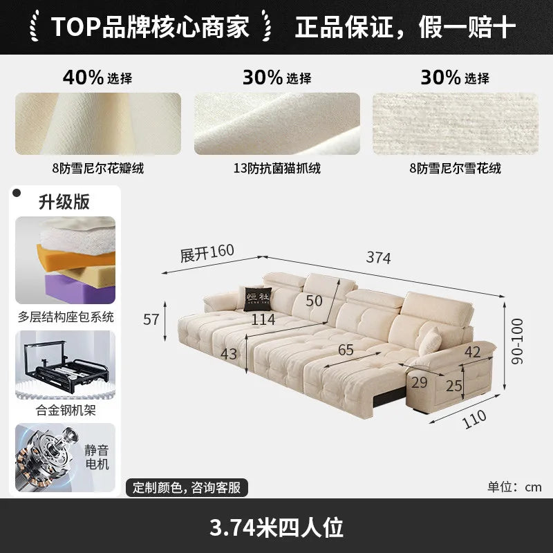 European Style Sleeper Electric Sofa Bed Living Room Luxury Electric Recliner Sofa Bed Modular Multifunctional Furniture