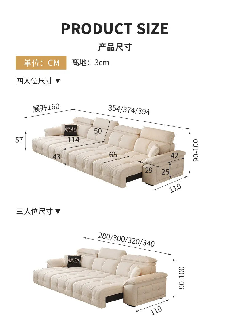 European Style Sleeper Electric Sofa Bed Living Room Luxury Electric Recliner Sofa Bed Modular Multifunctional Furniture