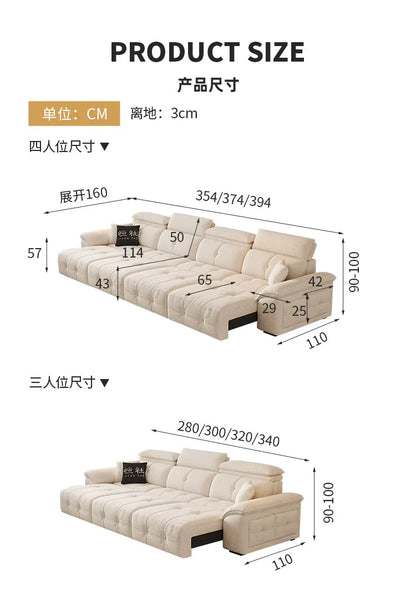 European Style Sleeper Electric Sofa Bed Living Room Luxury Electric Recliner Sofa Bed Modular Multifunctional Furniture