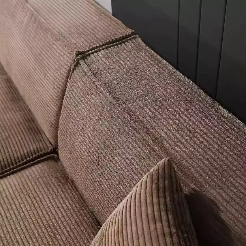 Compressed fabric sofa corduroy small unit straight row full sponge sofa without skeleton tofu block sofa