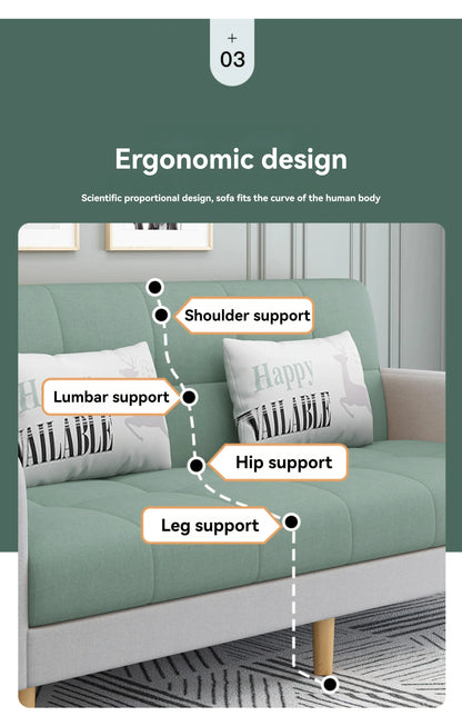 Small Unit Sofa Bed, Foldable Dual-purpose Double Bed, Home Office Nap, Three Person Sofa, Leisure Fabric, Lazy Sofa