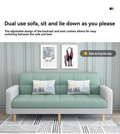 Small Unit Sofa Bed, Foldable Dual-purpose Double Bed, Home Office Nap, Three Person Sofa, Leisure Fabric, Lazy Sofa