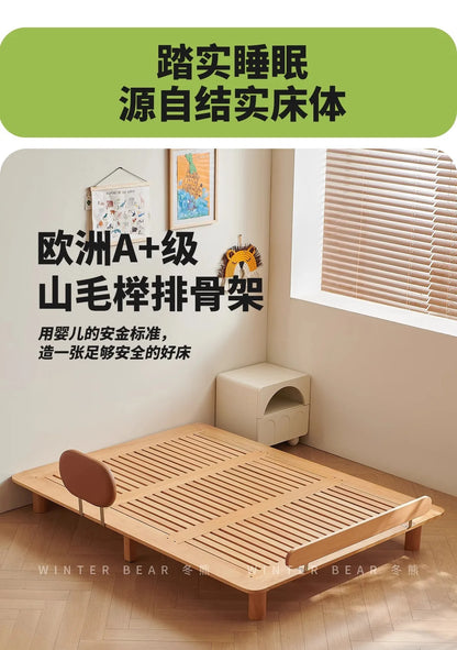 Boys and girls bed small apartment single bed 1.5 meters simple full solid wood tatami no bedside children's bed